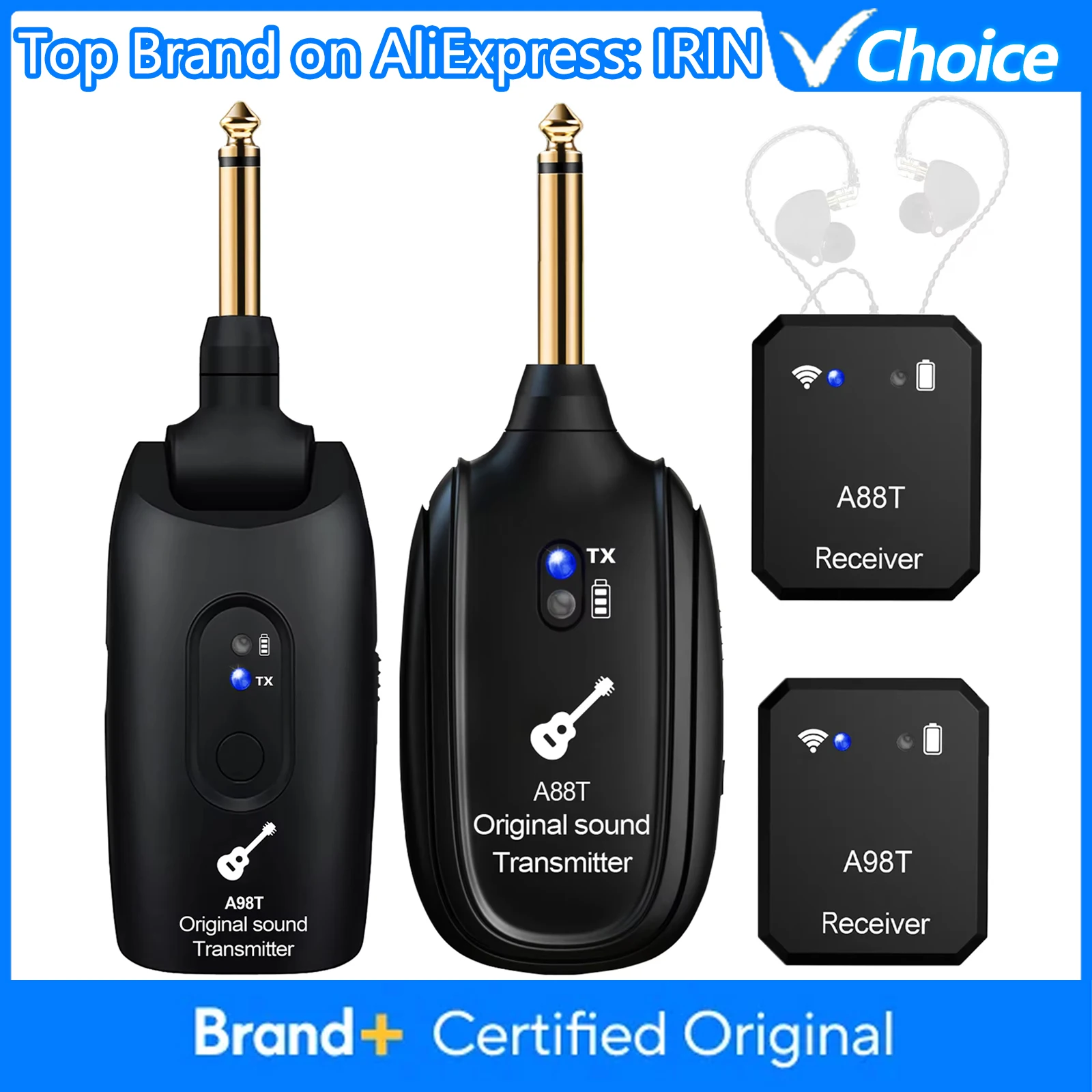 IRIN Wireless Earphone Monitor 2.4G Rechargeable Transmitter Receiver Wireless System for Studio Band Rehearsal Live Performance