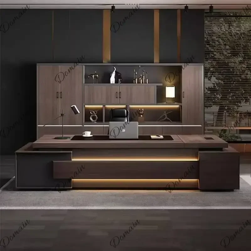 PQ-X Setup Equipment Office Desk Motivational Storage Solid Wood Office Desk Workstation Accessories Schreibtisch Luxury Furnitu