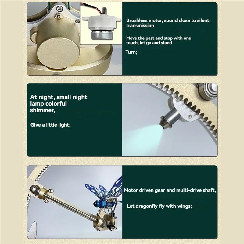 

YSUN-DIY Mechanical Dragonfly Model Kit Metal 3D Puzzle Art Assembly Decoration Ornaments Craft Handmade Gift