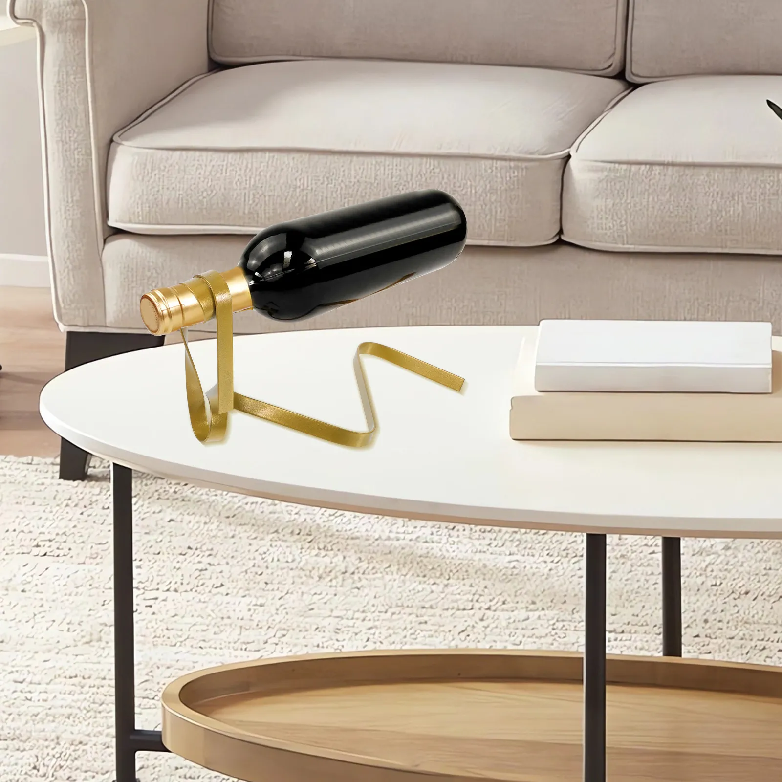 1Pcs Desktop Wine Bottle Holder Floating Shelf Metal Suspension Rack for Restaurant Bar Party Decoration Wine Rack