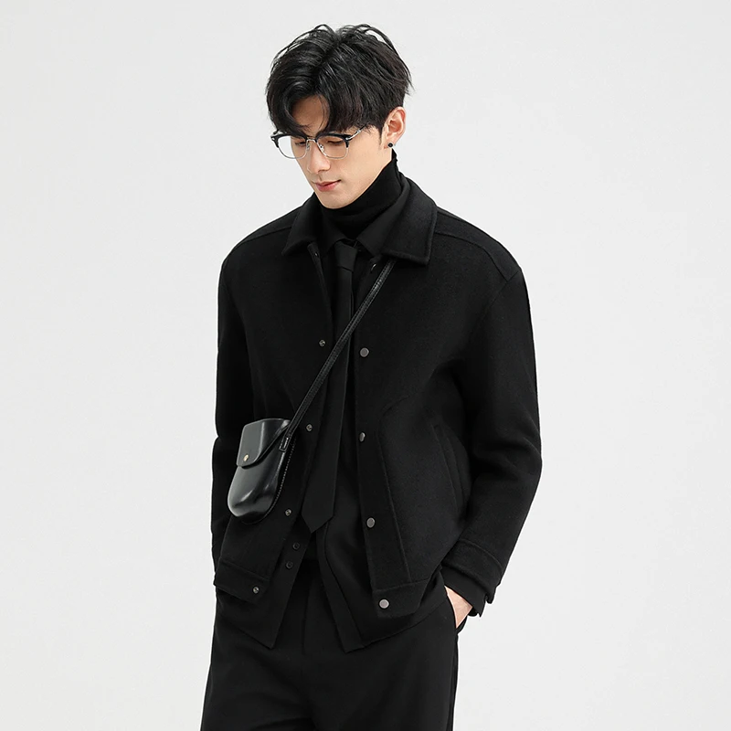 

Winter Autumn Men Cashmere Jackets Black Gray Brown Wool Coat Smart Casual Attire Soft Warm Garment Hand-stitched Craftsmanship