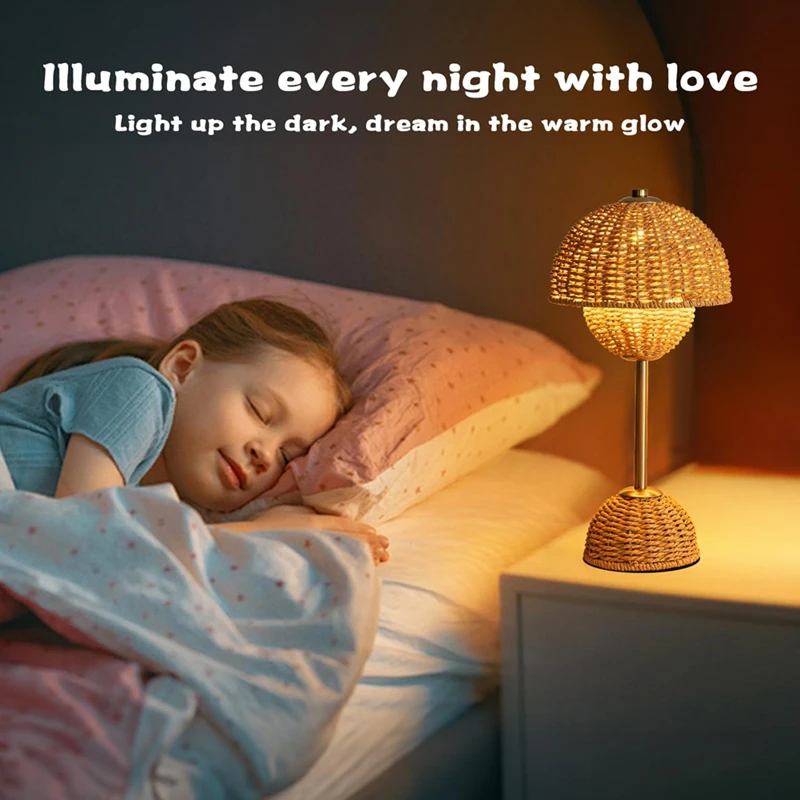 TKOH-klein nachtlampje, schattige LED-bedlamp voor kinderen 3-kleurmodi Boho-lamp Nachtkastjelamp Draagbare decoratieve lamp