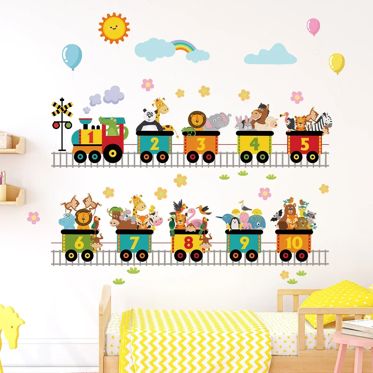 1Pc Cartoon Train Animals Furniture Wall Stickers Home Decor Accessories Living Room Bedroom Decoration Kids Room Wall Decals