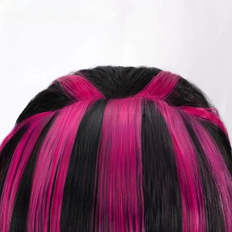 High Quality Movie Draculaura Cosplay Wig Long Straight Black Rose Pink Heat Resistant Synthetic Hair Anime Wigs image 4