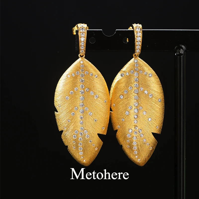 

Metohere| French style elegant women's earrings 2022 trend 925 silver needle fashion retro two-color earrings exquisite jewelry