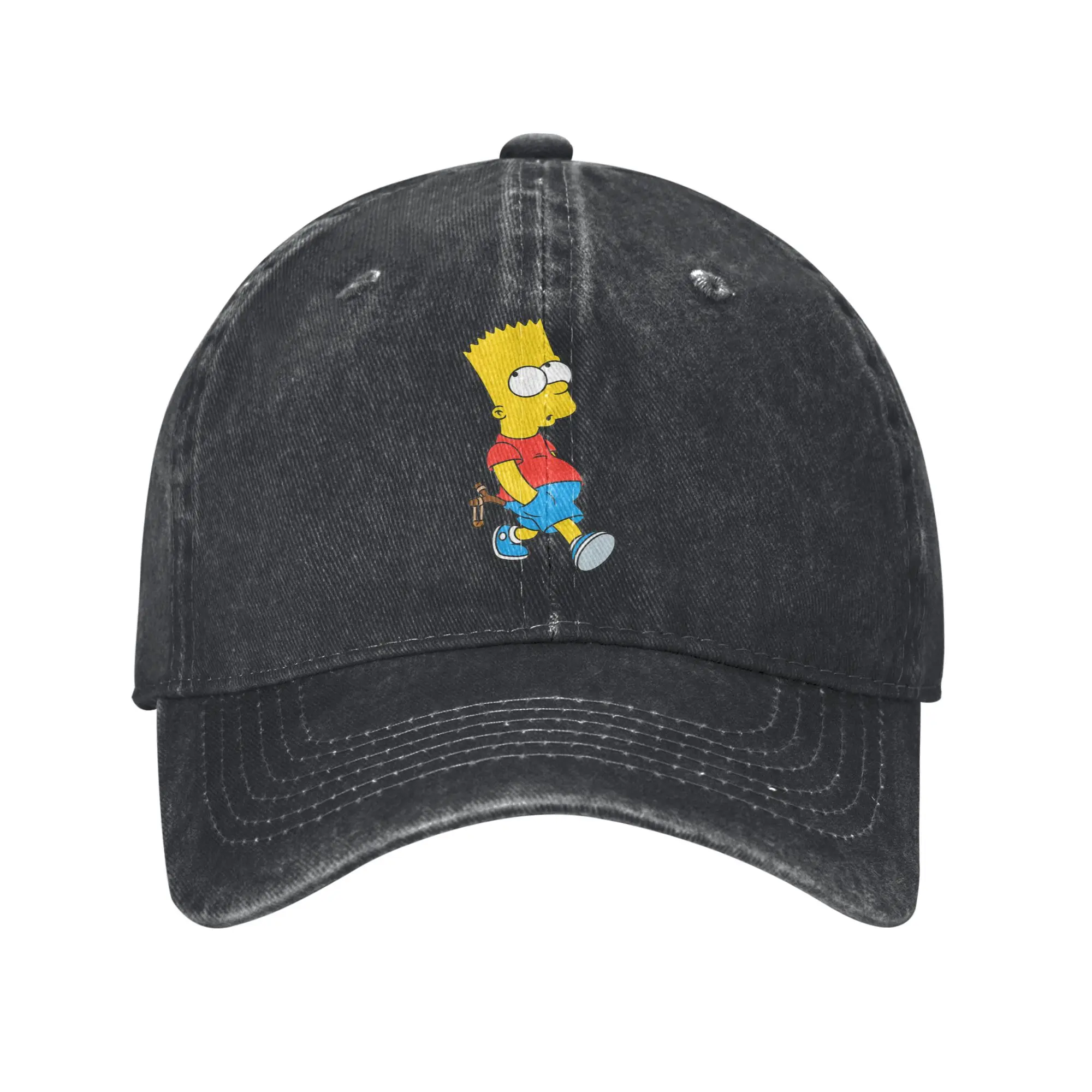 Vintage Bart Simpson with Slingshot Baseball Caps for Men Women Distressed Denim Snapback Hat  Outdoor Soft Hats Cap
