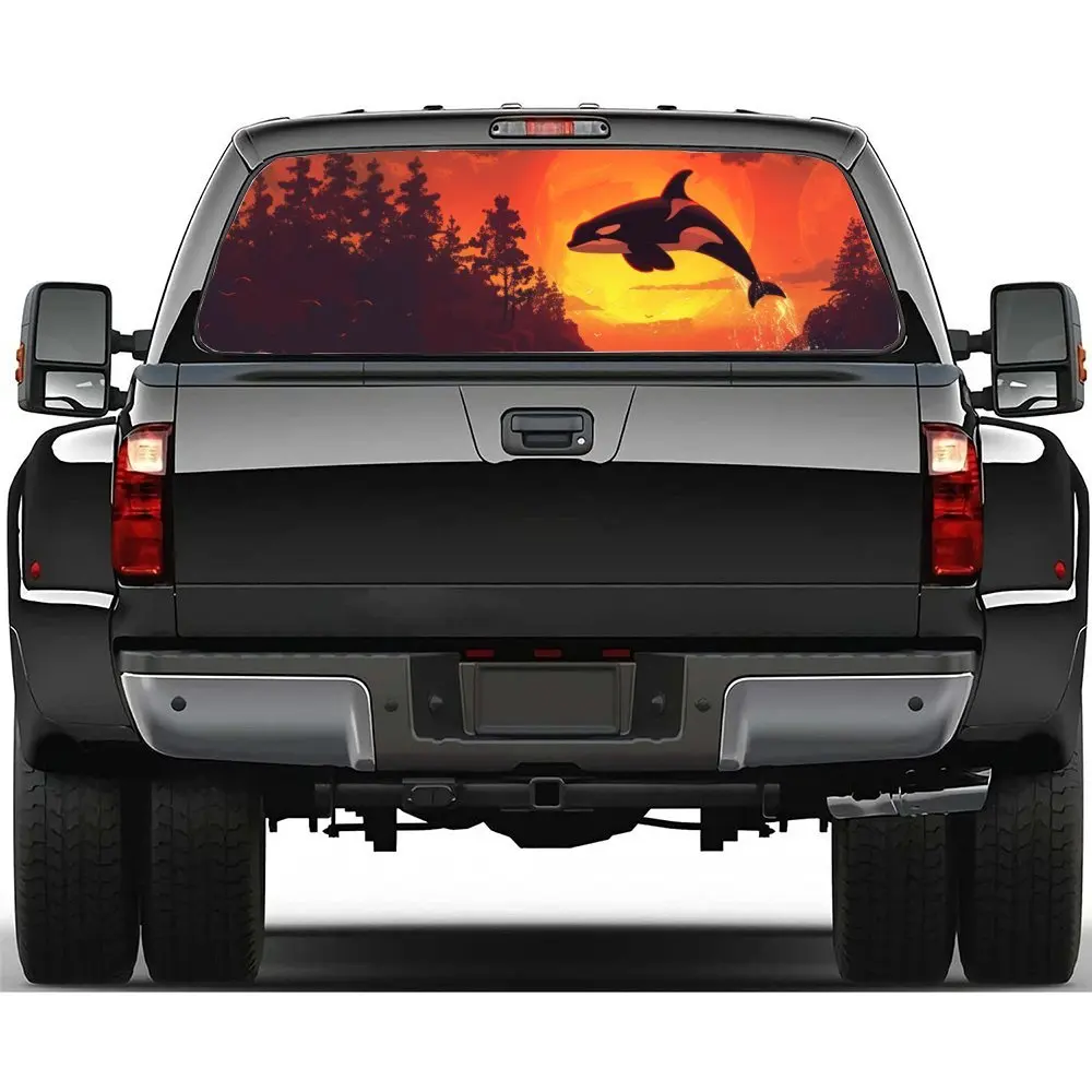 

Драматические автомобильные аксессуары Orca Splash, наклейка на заднее лобовое стекло, прозрачное перфорированное окно грузовика, виниловые наклейки для автомобиля, наклейка D