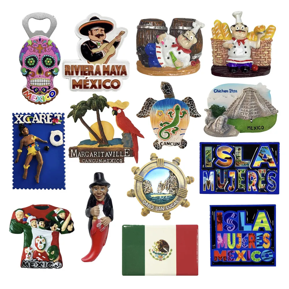 North America Mexico 3D Fridge Magnets Tourism Souvenir Refrigerator Magnetic Refrigerator Stickers Collection