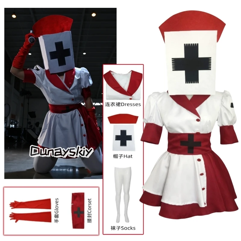 

Аниме Dark Reaper Nurse Deception Game Косплей Сексуальное платье Маска органов로윈 의상 Одежда для ролевых игр Перчатки Пояс Костюмы на Хэллоуин Лолита Женщины