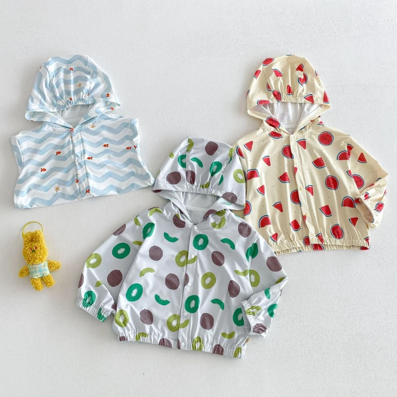 2026 New Summer Children's Fruit Printed Thin Style Hot Selling Hooded Single Breasted Air Conditioning Sunscreen Jacket