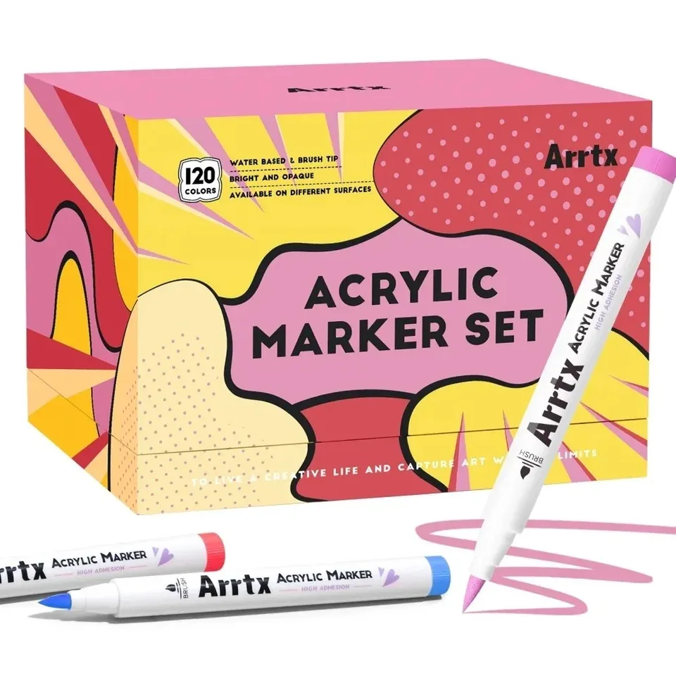 Arrtx アクリルマーカー 120色 ブラシチップ 水性インク