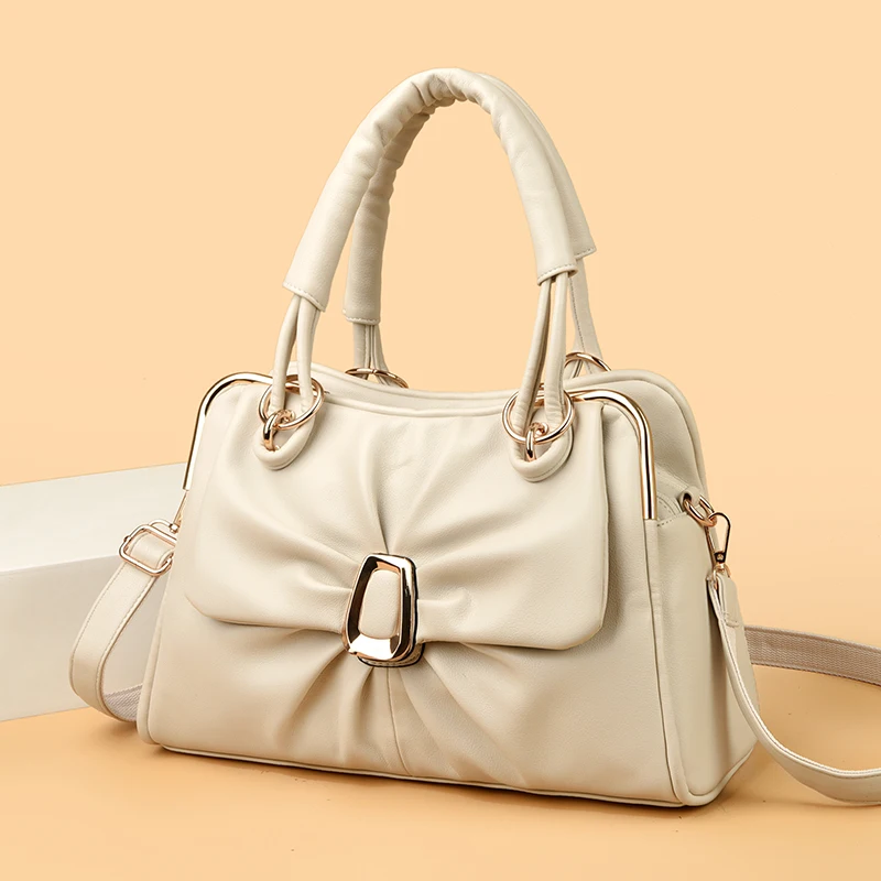 

Fashionable Large Capacity Women's Crossbody Shoulder Bag Handbag Soft PU Leather Neutral Minimalist Style with Internal Zipper