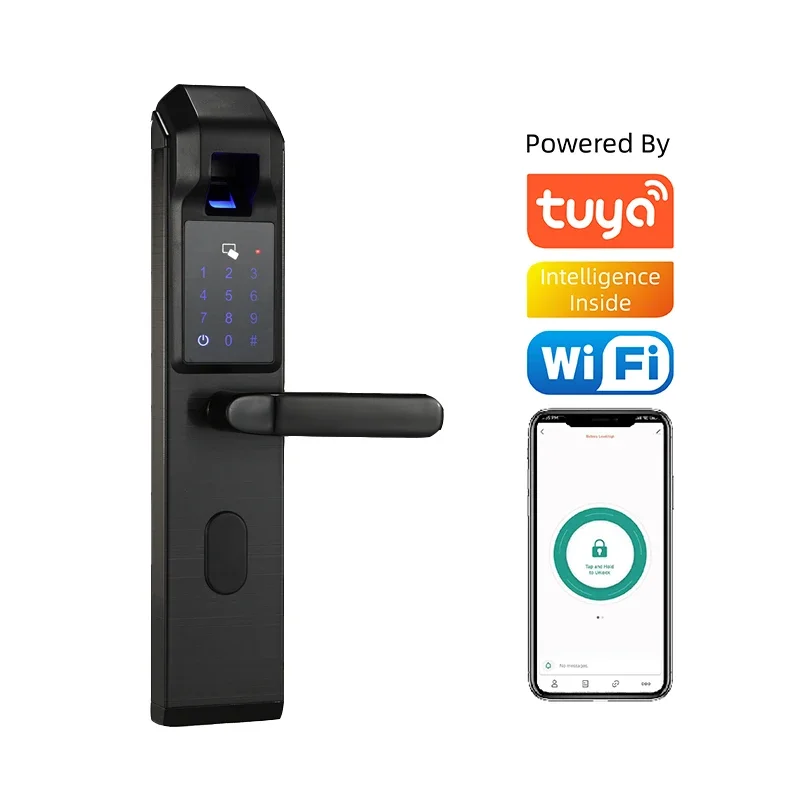 Stainless Steel Security Electronic Smart Biometric Fingerprint Door Lock With BLE Wifi Tuya App for Home