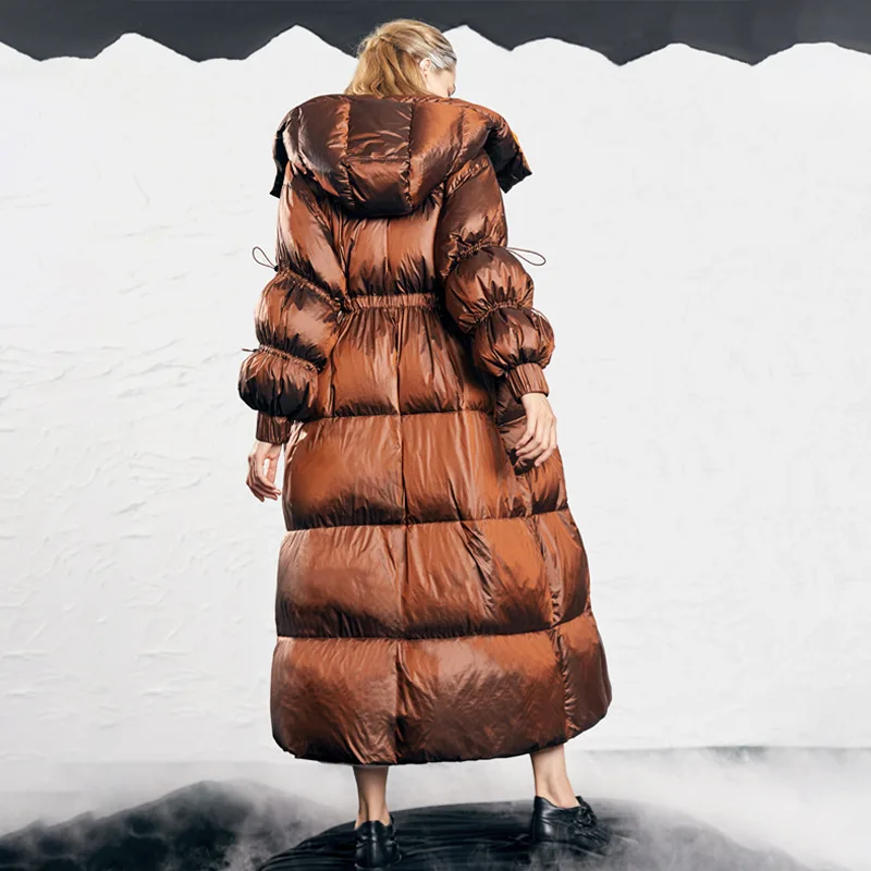 

Luxury High Quality Winter New Warm Thick Plus Size 90% White Duck Down Jacket Women Loose Slimming Waterproof Long Down Coat