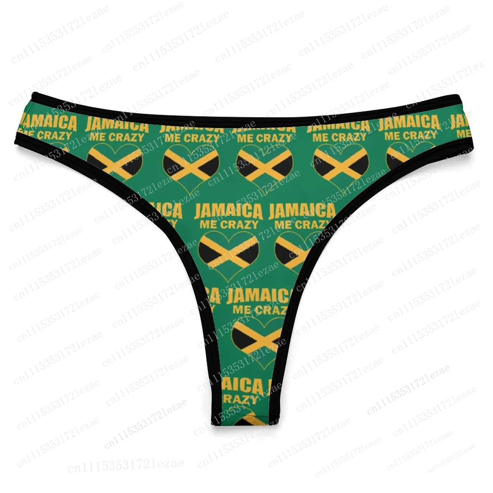 Jamaica Flag Customized Ice Silk Thong Panties Women's Briefs Comfortable S-2XL Suitable for Everyday Wear and All Seasons