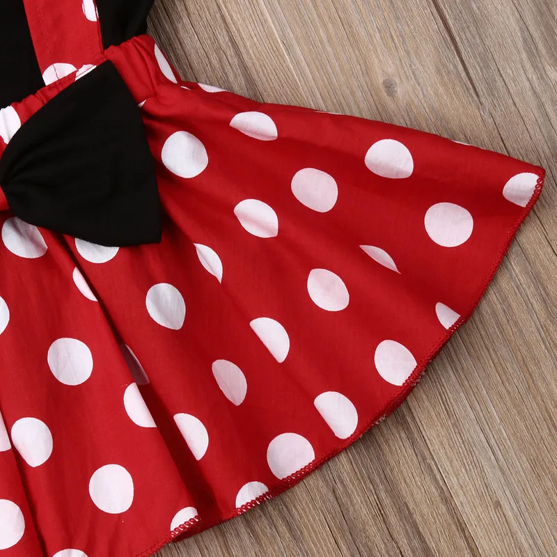 RUEWEY 6 Months to 3 Years Baby Girls Fashion Dress Set Flying Sleeve Round Neck Short Sleeve Top Wide Strap Polka Dot Skirt