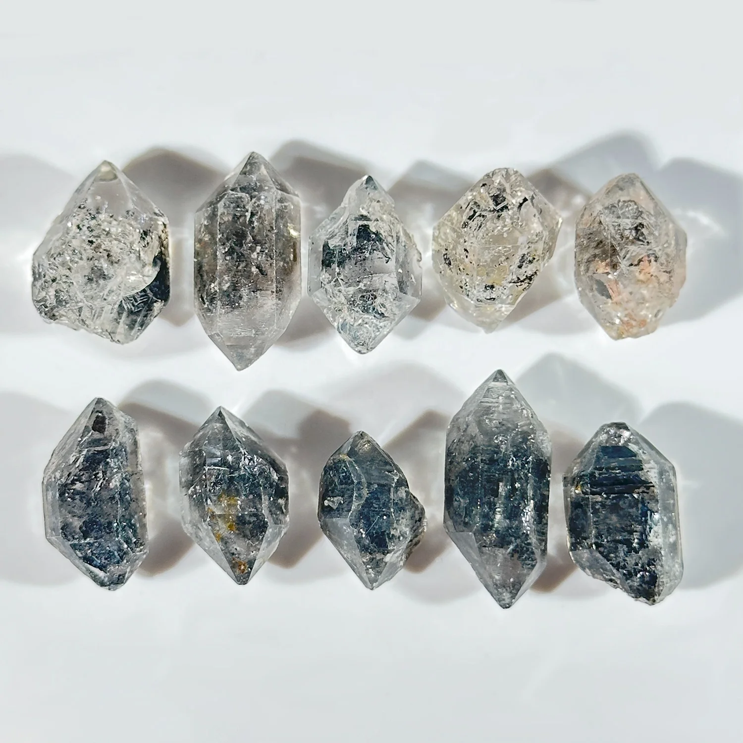 Wholesale natural rough herkimer diamond crystal chip raw double terminated quartz herkimer crystal tumble for sale