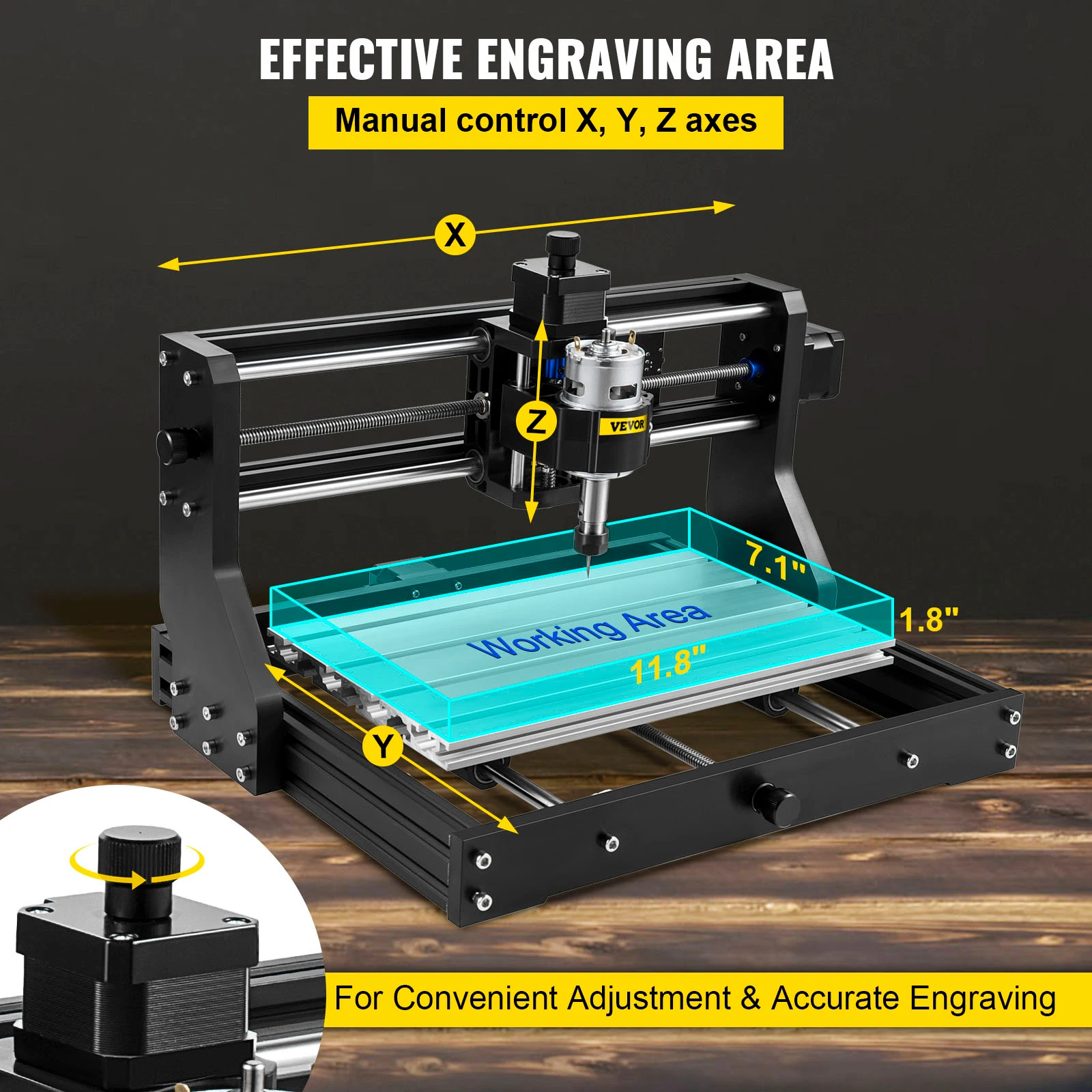 VEVOR Minigraveerder CNC 3018 Pro 300×180×45mm CNC-machine GRBL-bediening, met offline controller 3-assige graveermachine voor hout