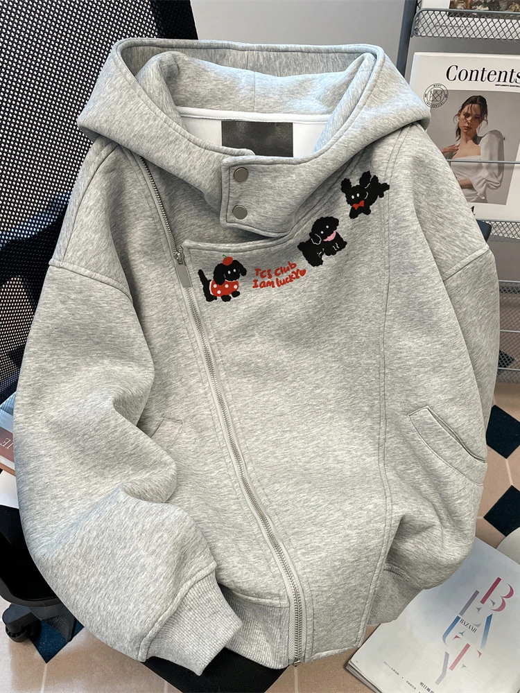 

Off2025 New Cartoon Dog Hoodie Cardigan Women's Winter Unique Beautiful Fce Long Sve Zipper Korean Sle Sweatirt