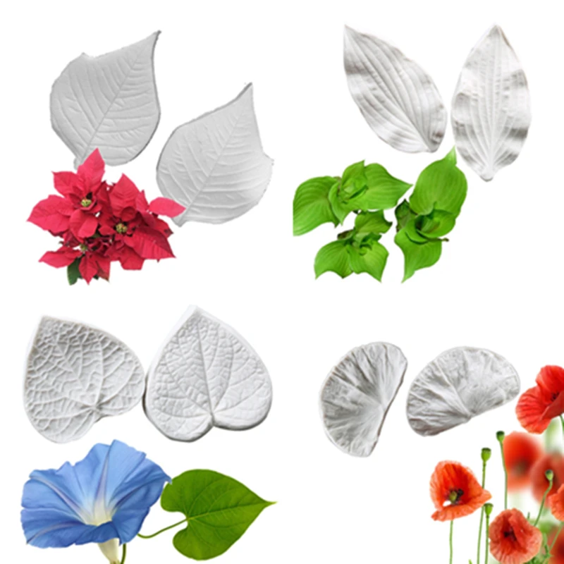 17 Tipos de Moldes de Silicona para Flores y Pétalos, Moldes para Fondant, Herramientas para Decoración de Pasteles, Moldes para Veineras de Goma, Herramientas para Trabajar con Azúcar K738