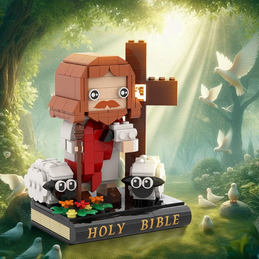 

MOC Christianity Bible Jesus Building Blocks Model Son of God Jesus Bible Shepherd Bricks DIY Assembly Toys Kids Birthday Gifts
