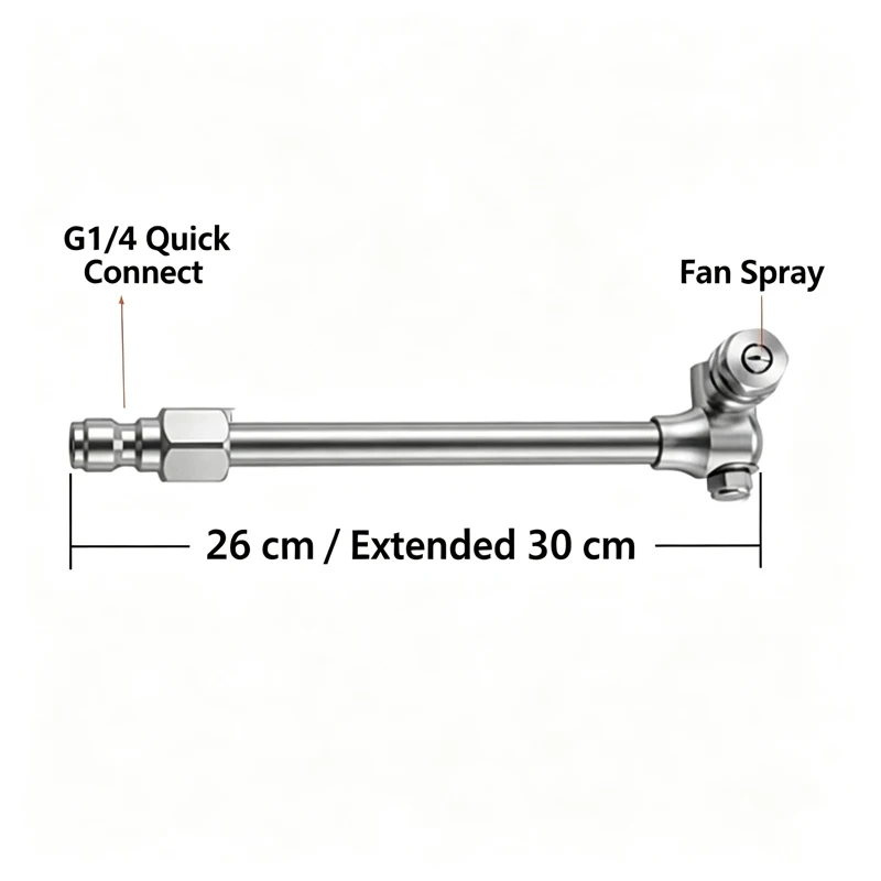 360 ° Schwenkbarer AC-Reinigungsstab mit 25 ° Fächerdüse – 1/4" Schnellanschluss, universell passend, Weitwinkel-Schwenk-Sprühdüse – Detail 7