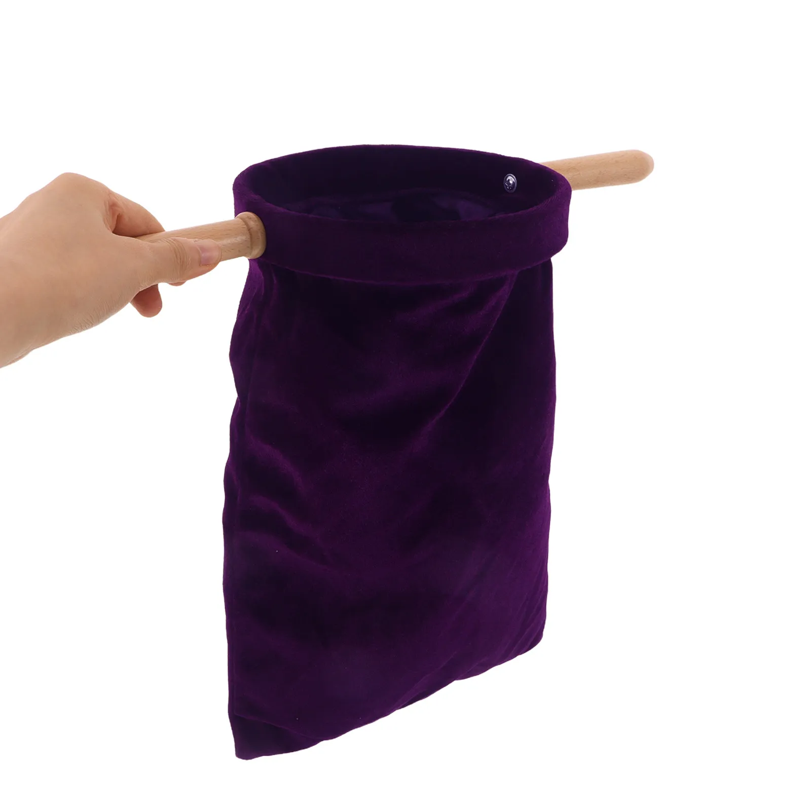Church Offering Bag Red Canvas Thick Material Wooden Handle Discreet Donation Basket for Communion Baptism Church