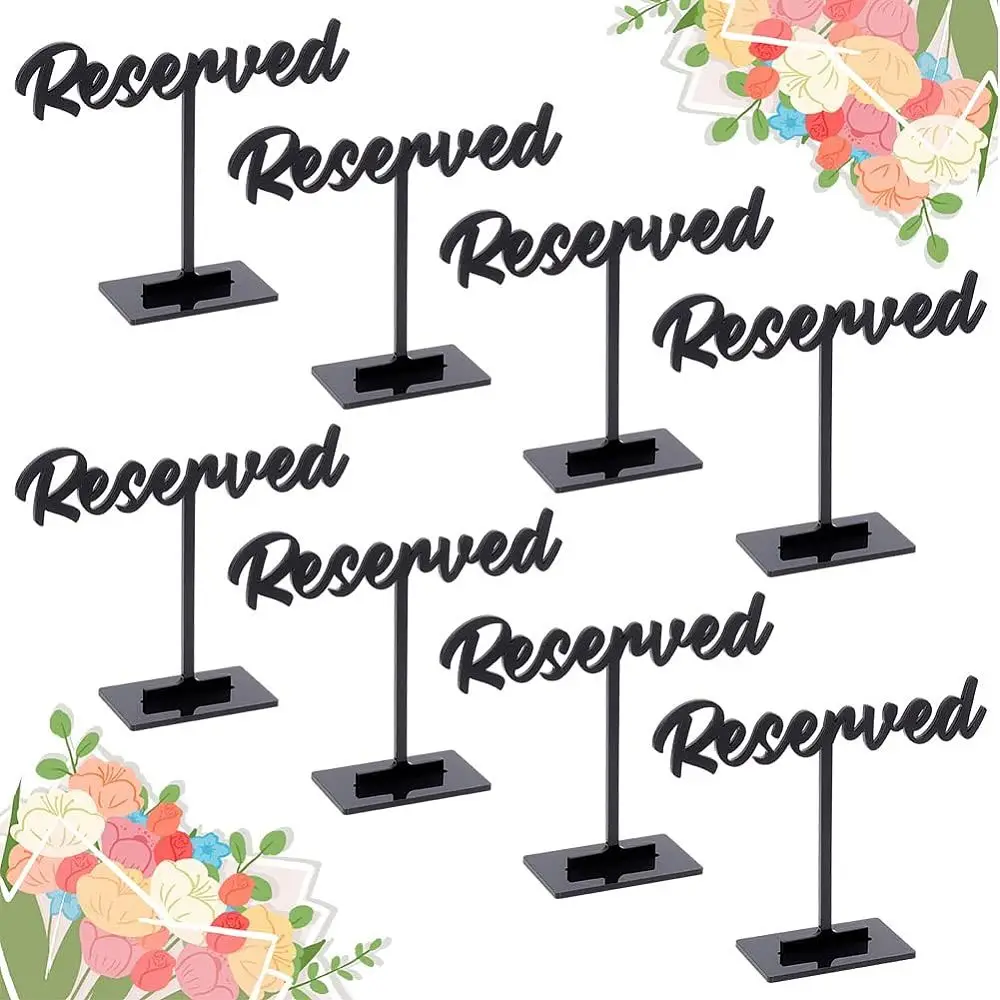 

Acrylic Reserved Table Signs for Restaurant Bar Black 68~120x40~147x5mm 2pcs/set.