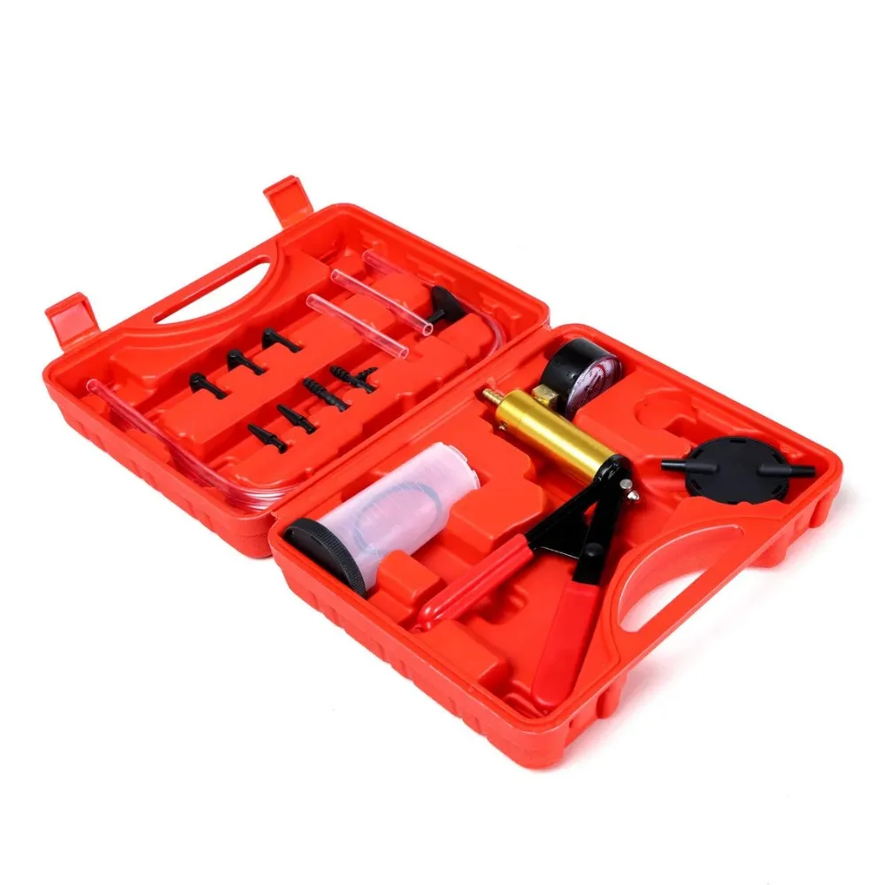 

2 in 1 Manual Vacuum Pressure Pump Brake Fluid Drain Kit Pistol Pump Tester Portable Durable Aluminum Brake Oil Vacuum Gauge