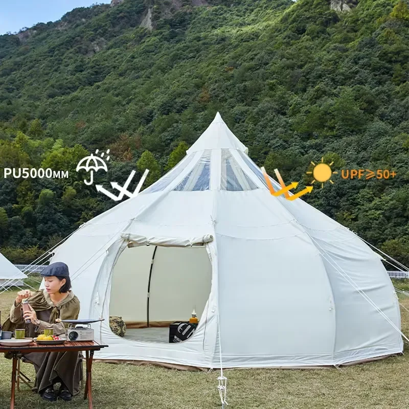 Factory Direct Wholesale 4/5/6m Waterdrop Tent Weatherproof Large Cotton Bell Tent for Outdoor Events & Homestay Business