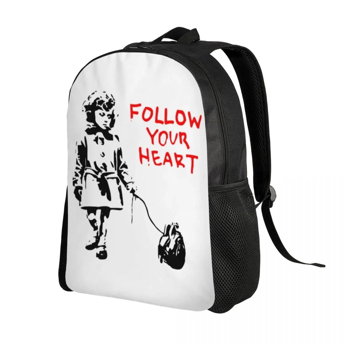 Banksy Follow Your Heart Backpacks for Men Women School College Students Bookbag Fits 15 Inch Laptop Street Pop Art Bags