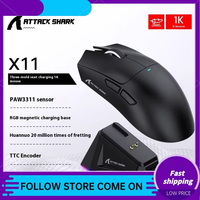 Attack Shark X11 3-Mode Wireless Mouse 2.4g Bluetooth Rgb Illuminated Wireless Charging Magnetic Base Gaming Mouse