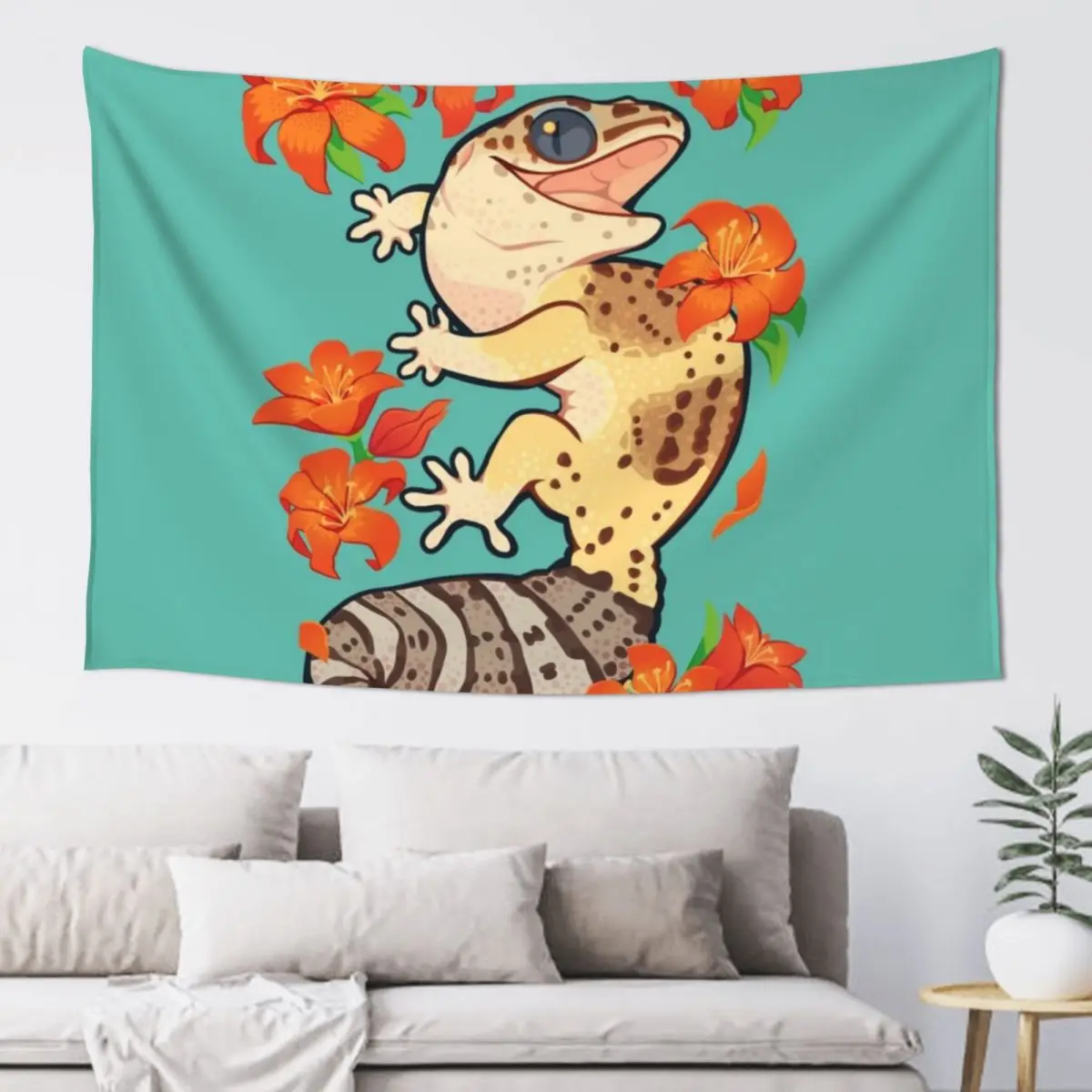 

Fire lily gecko Tapestry Funny Anime Decor Wall Hangings Decoration Aesthetic Decoration Tapestry
