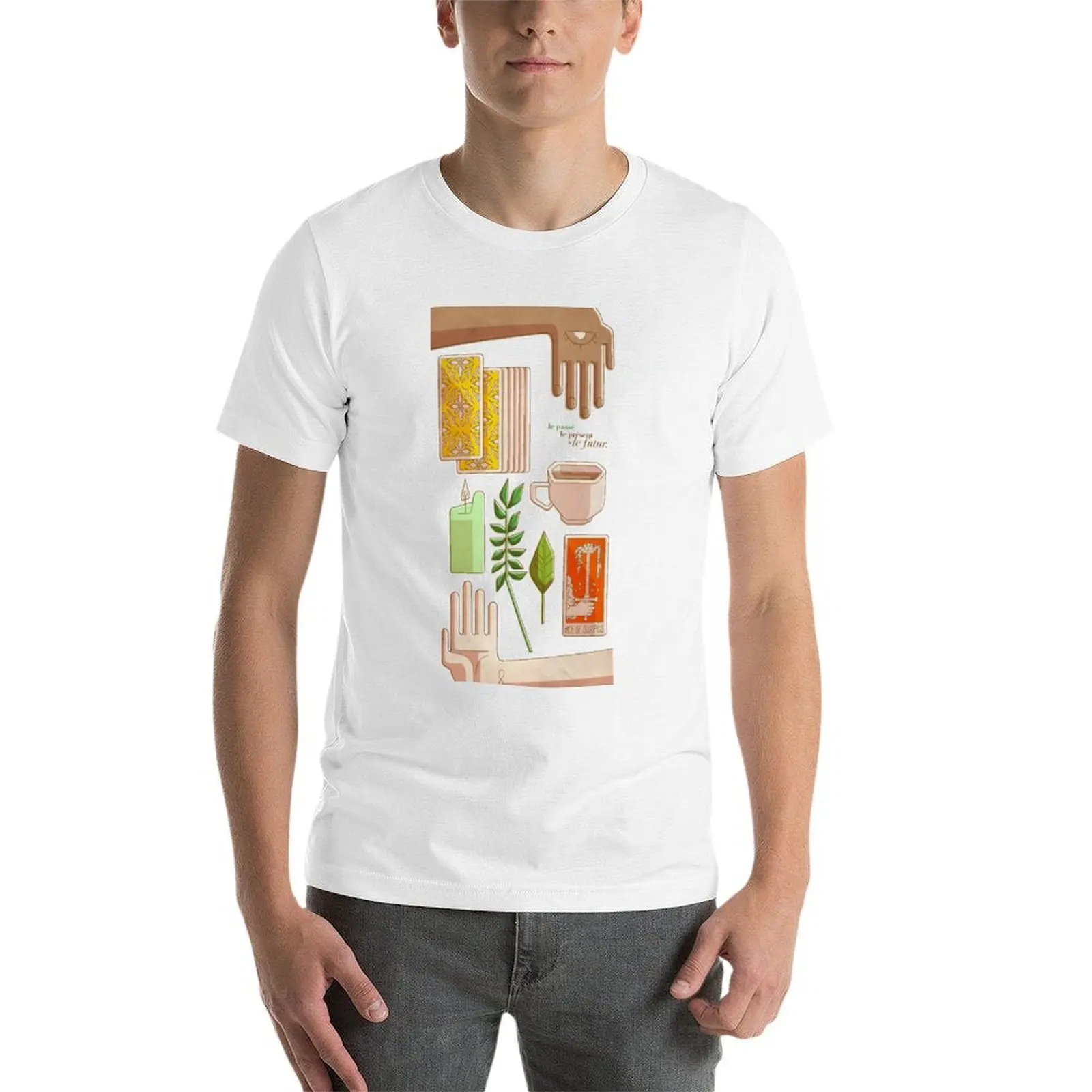 التارو - Passé، present et futur تي شيرت تي شيرت رجل عادية تي شيرت للرجل القطن تي شيرت #4