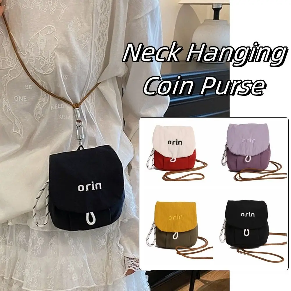 Sweet Cloth Neck Hanging Bag Mini Contrast Color Children Coin Purse Flip Headphone Bag Small Item Bag Boys