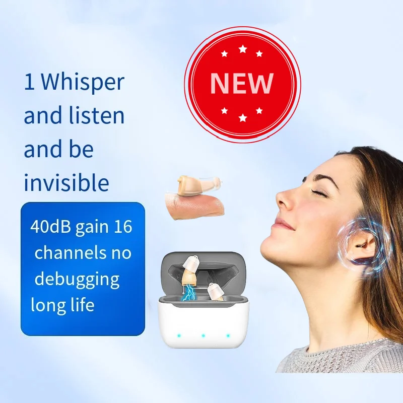 2024 Binaural Digital Rechargeable Wireless Mini Invisible Hearing Aid Sound Amplifier Hearing Aid For Deaf Elderly Teenagers