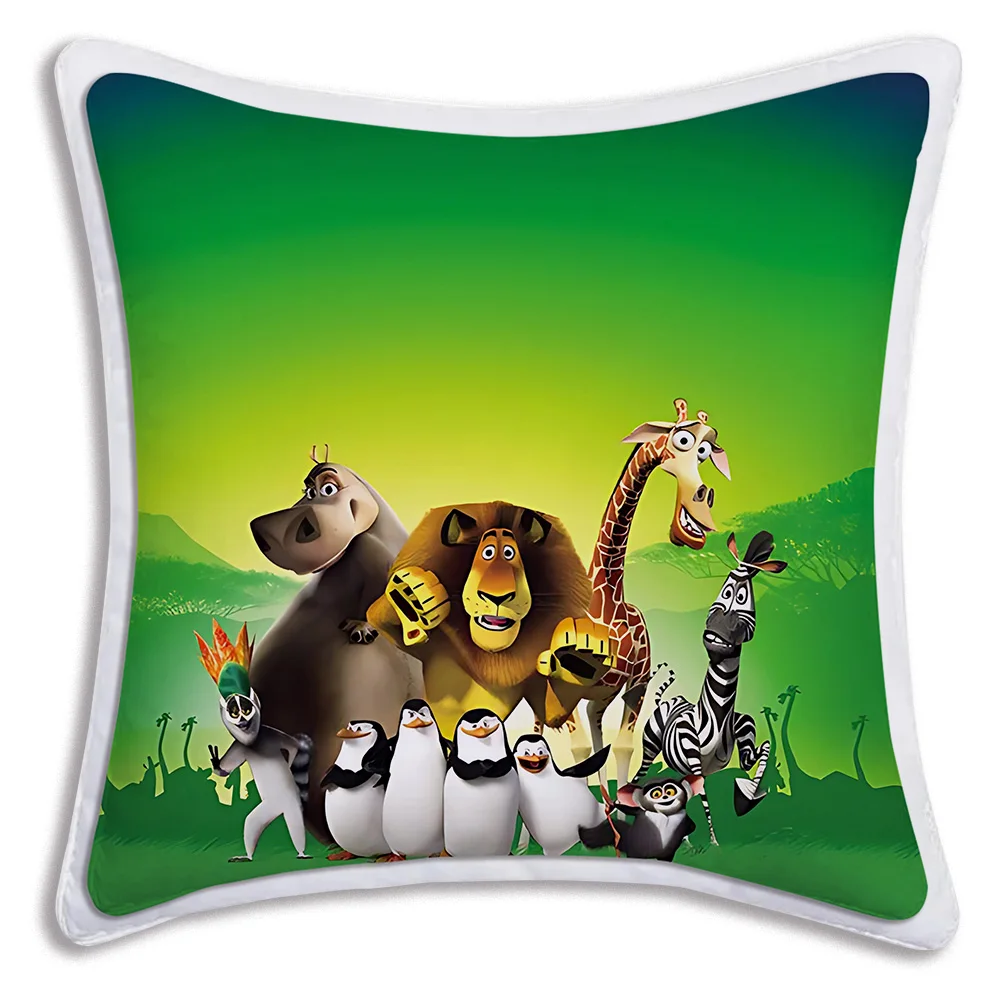 Disney Beast Kingdom Madagascar Pillow Covers Cartoon Sofa Decorative Home Double-sided Printing Short Plush Cute Cushion Cover