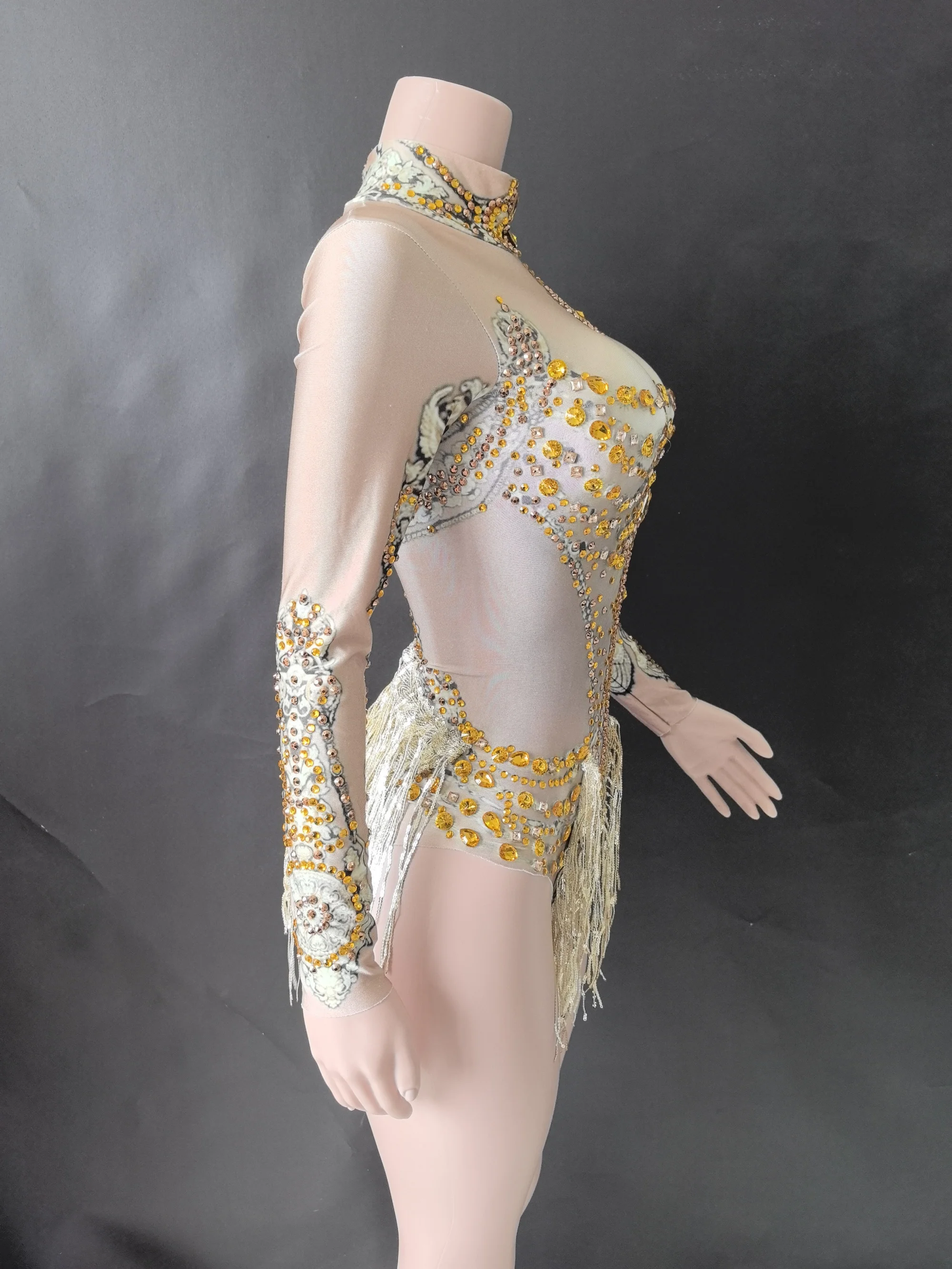 New Rhinestones Bodysuit Pole DancePerformance Clothing Party Rave Outfit Clubwear Stretch Drag Queen Costume 7G