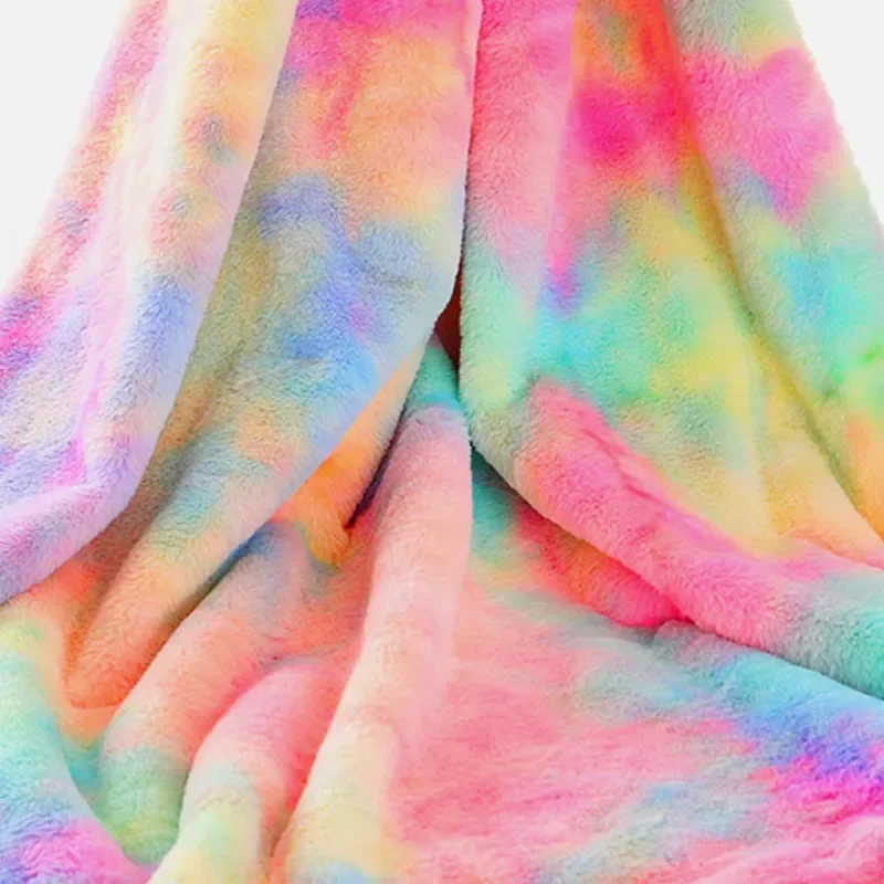 Soft Imitation Rabbit Fur Fabric Colorful Tie Dye Short Chemical Fiber Plush for Decoration Garment Bag Shoes