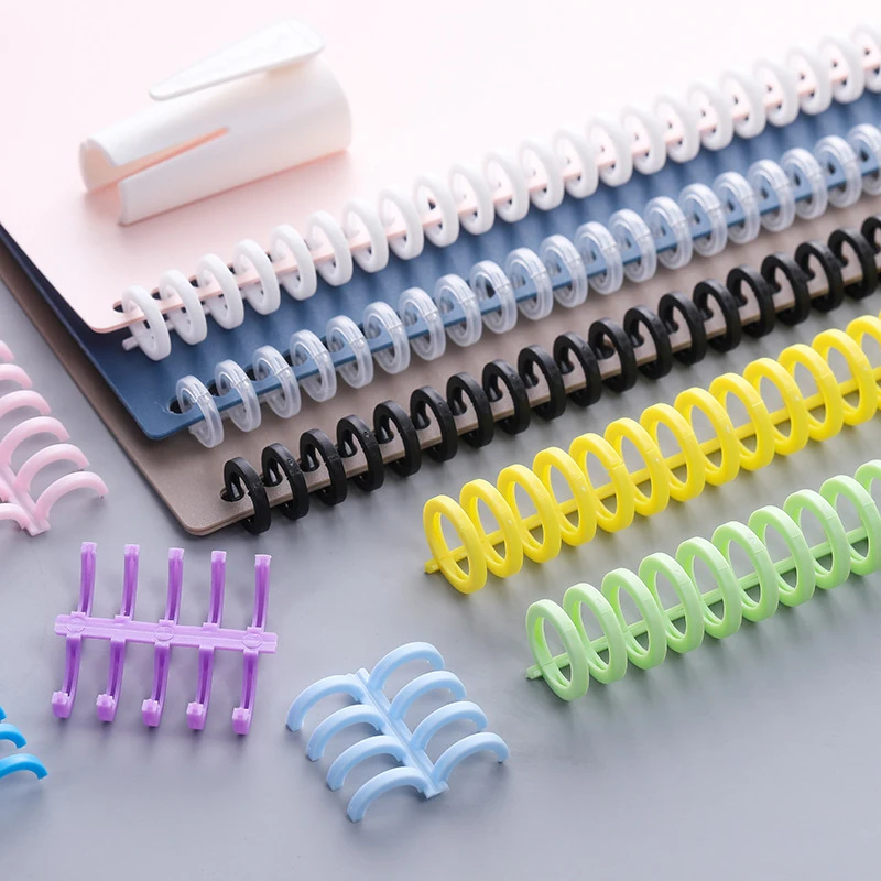 10Pcs 30 Holes Plastic Circles Ring Loose-leaf Book Album Binder Spiral Binding Clips A4 Notebook Binding Clips Random Color