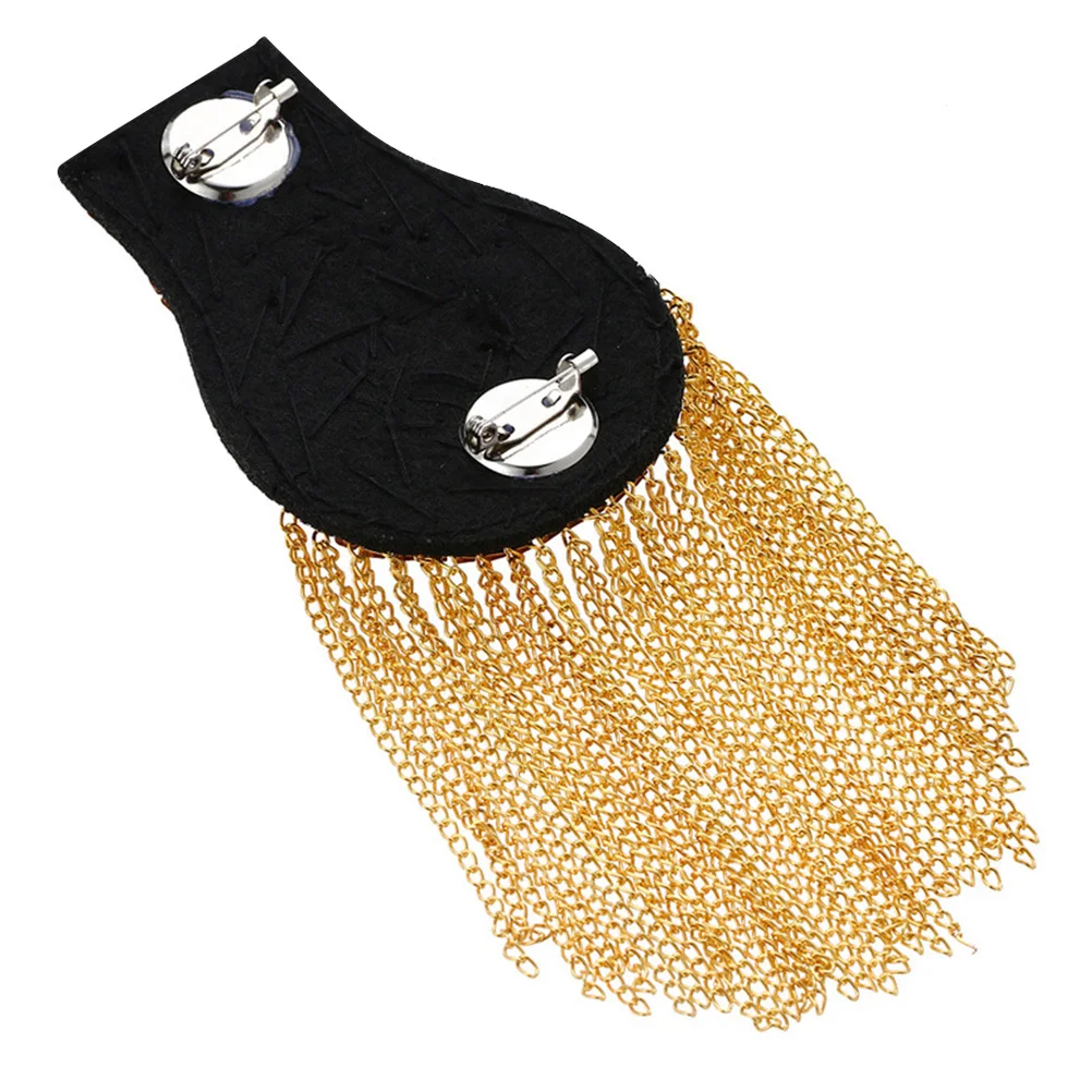 

2Pcs Decorative Shoulder Boards Exquisite Tassel Detail Bright Fashion Brooch Accessory for Man Woman Suit Jacket Accent Golden