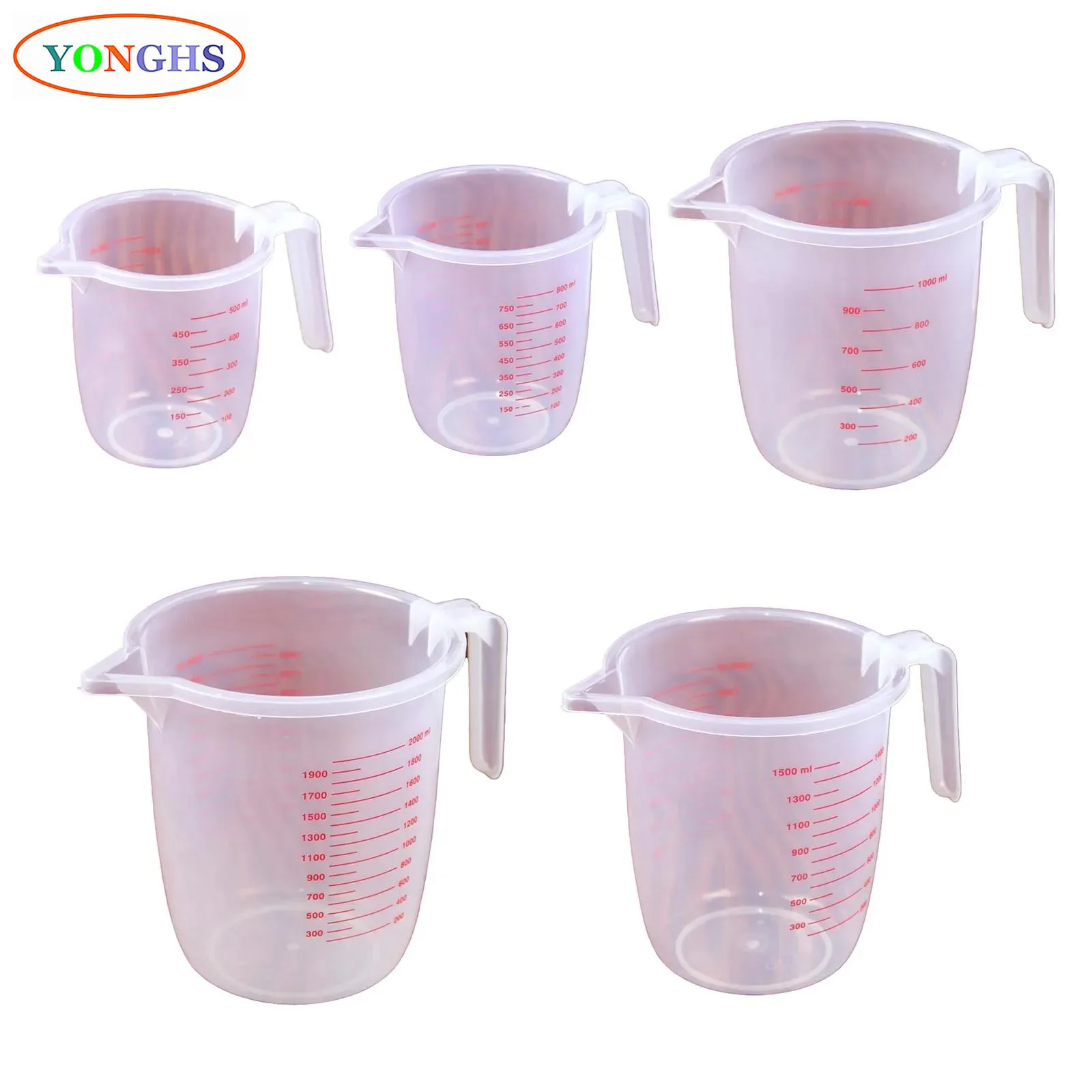 

PP Plastic Measuring Cup Thick Graduated Liquid And Dry Container Measuring with Handle And Spout for Laboratory Baking