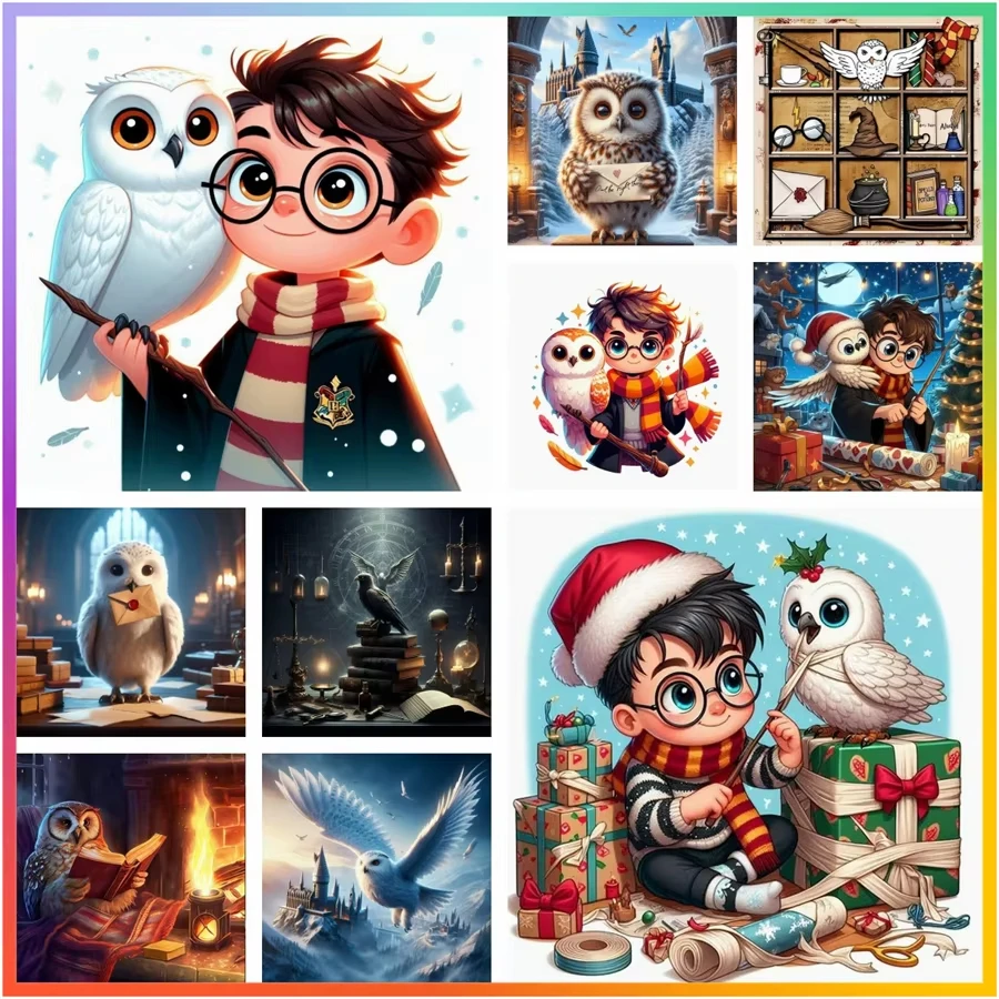 Pintura al óleo por números Harry Potter y Hedwigs, lienzo de dibujo, imágenes por números DIY, decoración del hogar