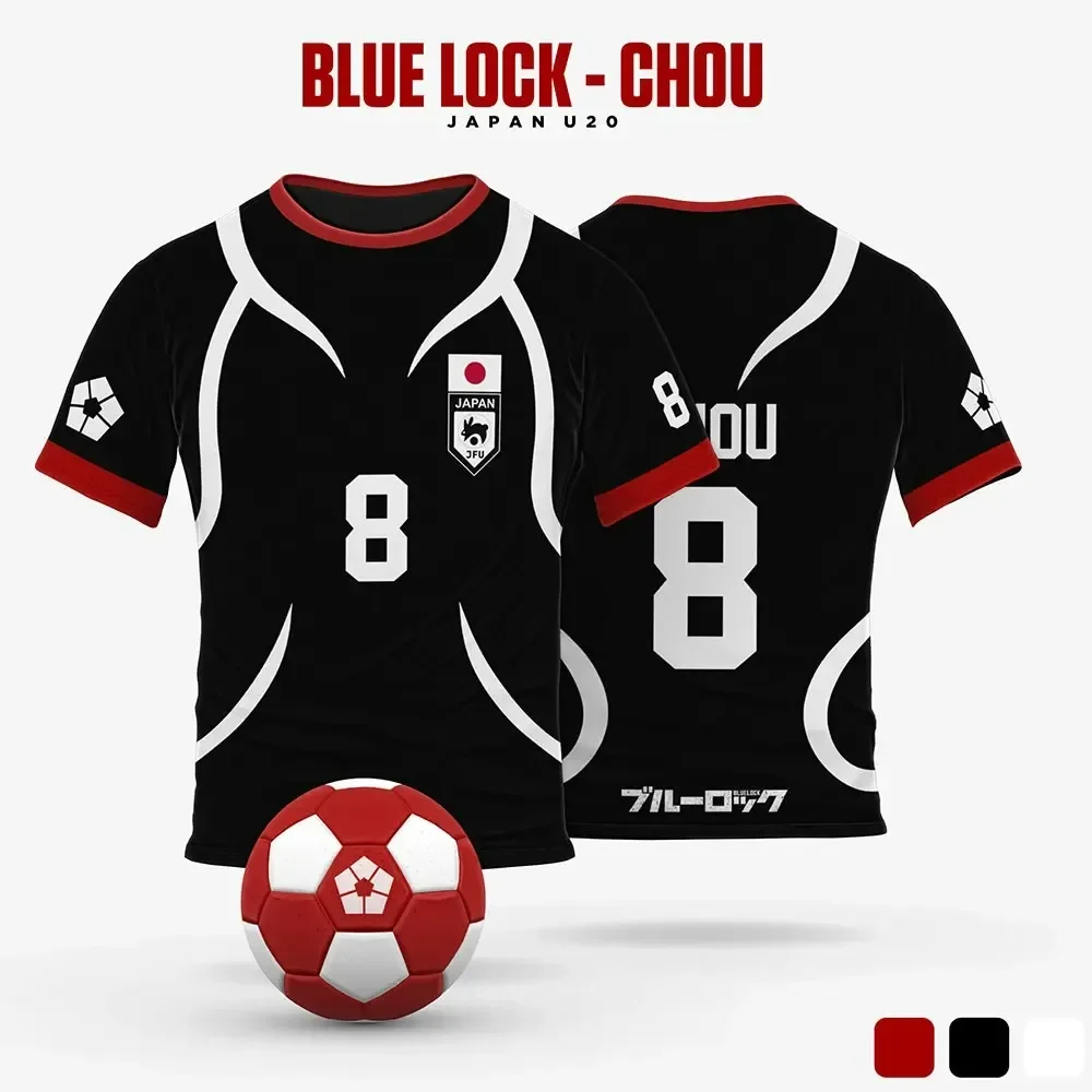 Blue Lock Japan U20 Black Cartoon Anime Cosplay Men Jersey Summer Manica Corta Bambini Tee Top Quick-Dry Fashion Women T-shirt