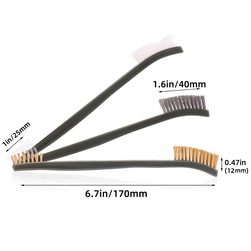 9Pcs Gun Cleaning Kit Double End Brass Nylon Steel Wire Brush Metal Polymer Pick Set Bristle Brushes