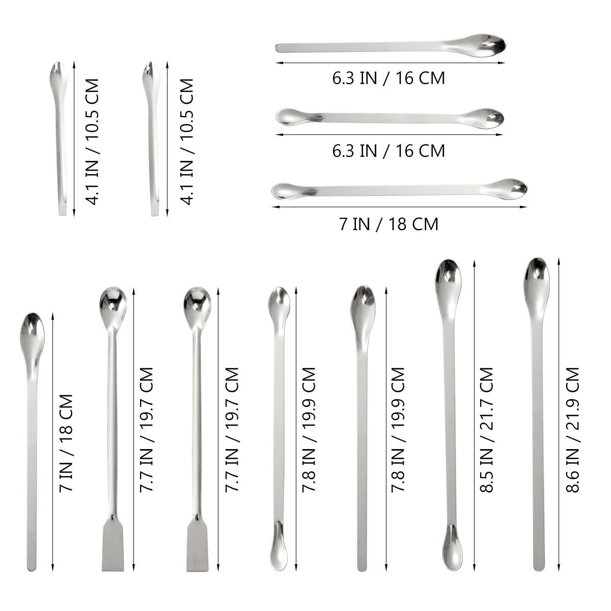 12 Stuks Rvs Lab Lepel Spatel/Laboratorium Bemonstering Lepel Mengen Spatel Micro Spatel Scoop