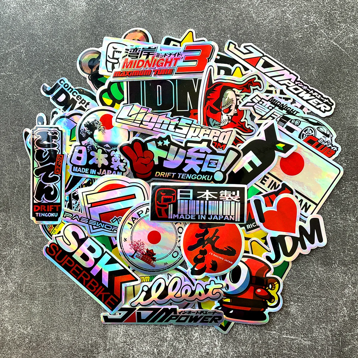 

40PCS Laser Motorcycle Stickers Car Moto Helmet Tank Racing JDM Logo Accessories Decals for Kawasaki Z900 MT07 Honda CB400