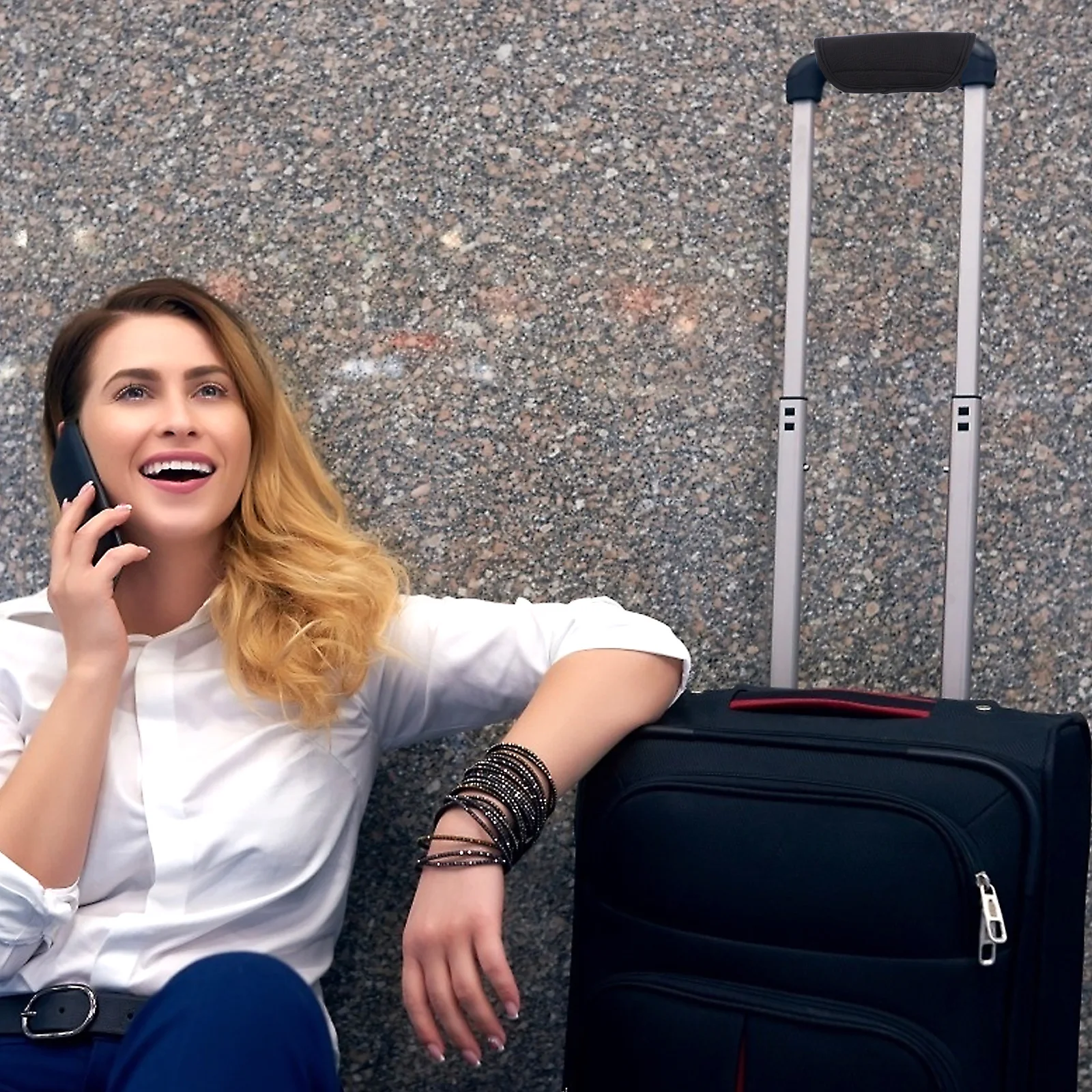 

Luggage Handle Wraps Black Neoprene Handle Sleeves Suitcase Comfort Grip Travel Accessories Heavy Duty Protection Trolley