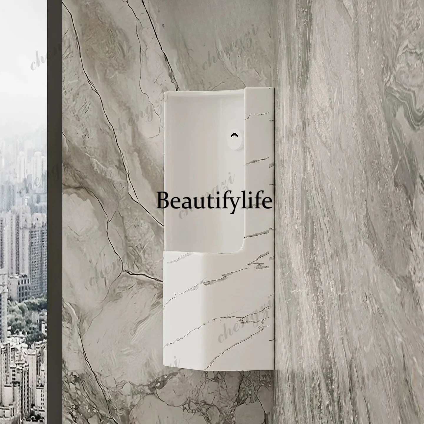 Creative corner urinal marble pattern Phnom Penh triangle urinal induction wall-mounted splash-proof deodorant