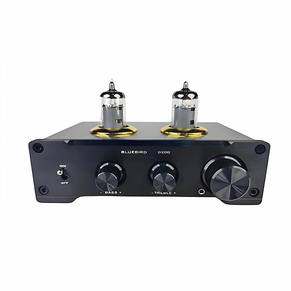 D200 Vacuum Tube Preamplifier Bluetooth 5.0 6J1 6K4 Vacuum Tubes HIFI Preamplifier Treble and Bass Adjustment NE5532 Op Amp
